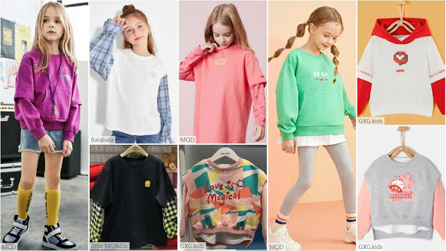 Girls Sweatshirts Mock-layer