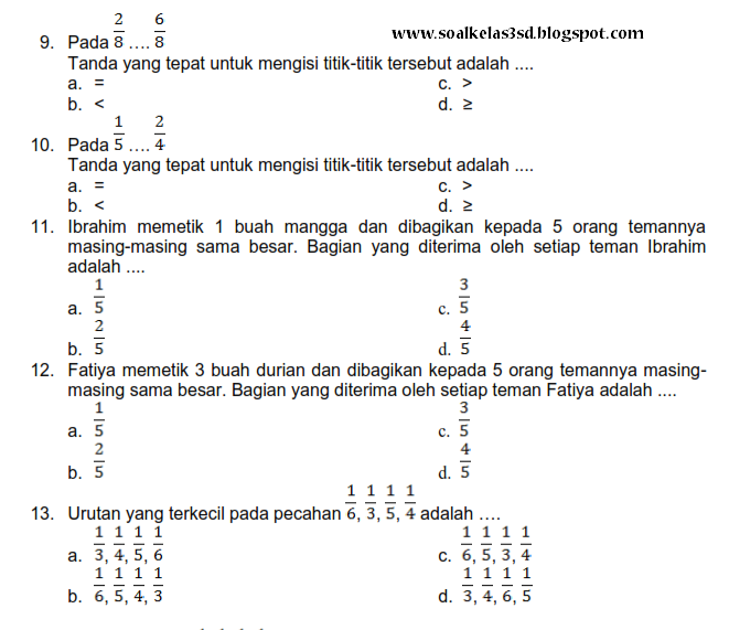  Soal UTS Kelas 3 Matematika Semester 2 Genap 2019 Ratu 