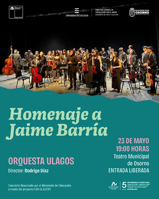 Tras éxito en Frutillar Orquesta ULagos prepara concierto homenaje a Jaime Barría en Osorno