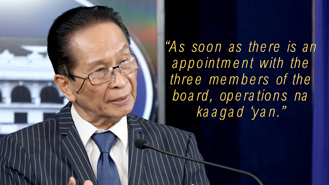 As a fulfillment of President Rodrigo Duterte's promise to the overseas Filipino workers (OFW), he signed EO 44 directing the Philippine Postal Corp. (PhilPost) and the Bureau of the Treasury (BTr) to transfer their Postal bank shares to the Land Bank of the Philippines (Landbank) at zero value.  The Overseas Filipino Bank has been launched last year but it was not in full operation since then. According to labor Secretary Silvestre Bello III, the bank will operate as soon as the remaining 3 board members are appointed. That is also the statement of Presidential Spokesperson Salvador Panelo during a press briefing at the Malacañang Palace.      Ads      Presidential Spokesperson Salvador Panelo made the assurance after Labor Secretary Silvestre Bello III raised concerns during Monday night’s Cabinet meeting that no appointment has been made in the bank’s board of directors.  Panelo said in a Palace briefing that the bank will operate as the 3 members are appointed. However, he did not mention which positions are needed to be filled.  The Landbank president will be the chairman of the board. Other members are Landbank-designated OFW president as vice chairperson; four Landbank-designated directors or officers as members; one representing the Department of Labor and Employment; a representative from the Overseas Workers Welfare Administration; and a private sector member to represent the OFWs.    Ads          Sponsored Links    The OFW Bank has not yet started its operation for more than a year since it was launched because board members have yet to be appointed.  Panelo said Duterte has already directed the Department of Finance (DOF) to hasten the review of the appointments.    Panelo assured the public that the bank will soon serve the OFWs as the president wants the vetting to speed up so that he can already appoint and fill the three remaining positions for the board.  He also assured that the Duterte administration continues to prioritize all problems concerning OFWs.  The DOF is also trying to make the bank digital to make it easier for OFWs to use their smartphones in all of their transactions, according to Panelo.  Under the EO, Landbank was ordered to ensure the capitalization of the Overseas Filipino Bank.