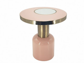 Mesa redonda baja para salon en rosa oro
