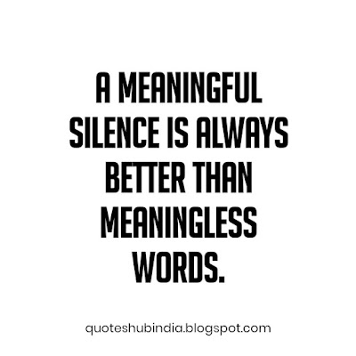 A meaningful silence is always better than meaningless words.