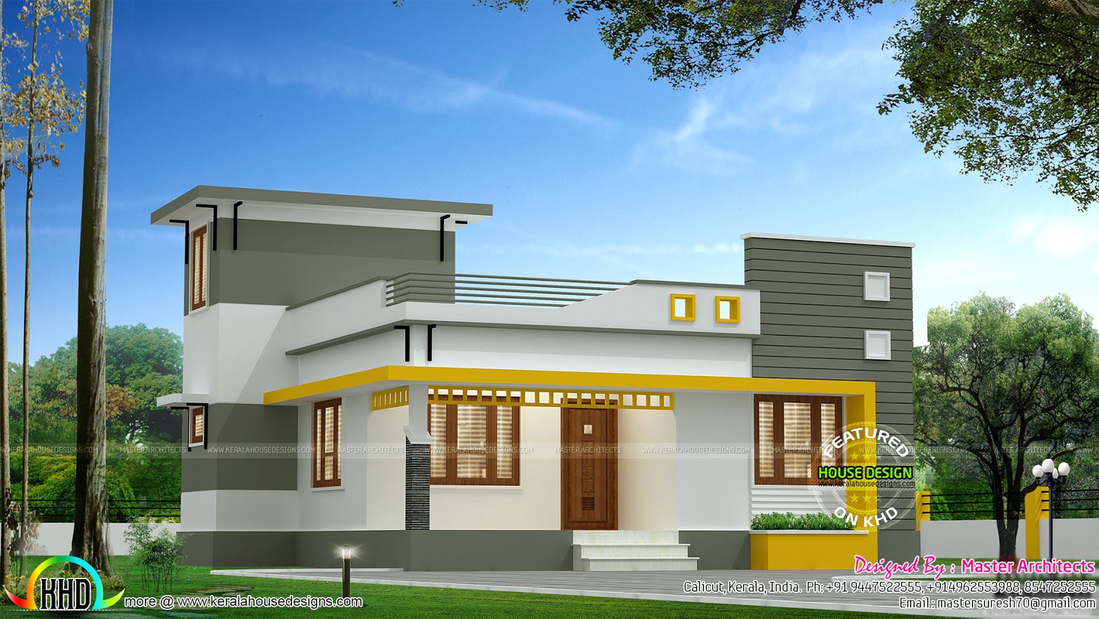  3  bedroom  single  floor  modern  architecture home  Kerala 