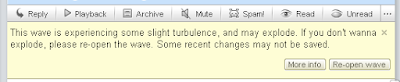 Google Wave error message about turbulence and exploding