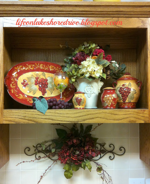 Red and gold kitchen vignette