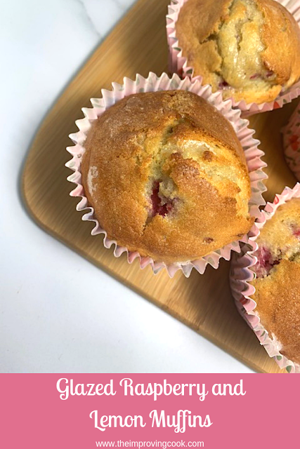 Close up of Glazed Raspberry and Lemon Muffins