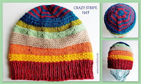 how to knit, free knit patterns, slouchy hats, crazy stripe hats,