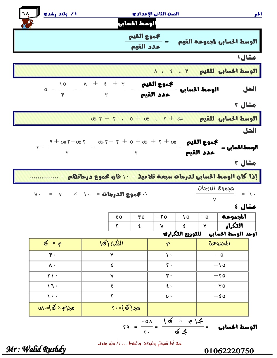 مذكرة الأوائل للصف الثاني الإعدادي الفصل الدراسي الأول  للأستاذ وليد رشدي للعام 2021 م