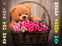 teddy day images, a cute teddy sitting in flower basket to celebrating 2019 teddy festival