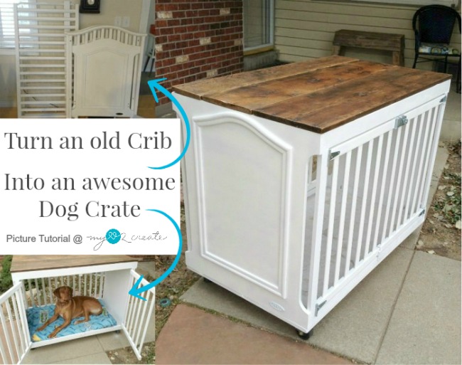 Turn an old Crib into an awesome Dog Crate with this full picture tutorial 
from MyLove2Create!