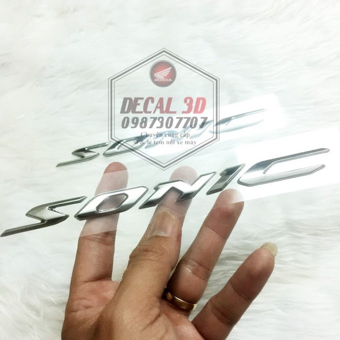 Decal tem chữ nổi sonic hàng zin cao cấp