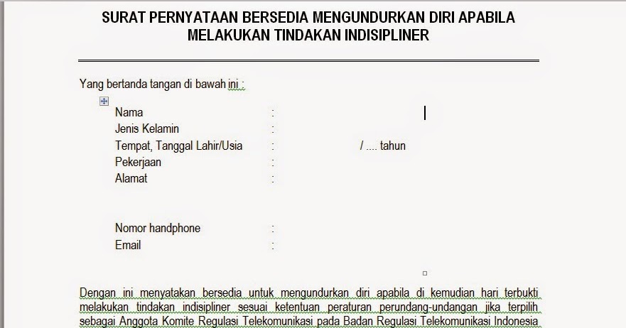 Contoh Surat Pernyataan Bermaterai Bersedia Tidak 