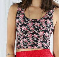 Black Floral Crop Top Clearance