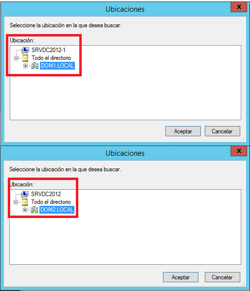 Ubicaciones de Active Directory.