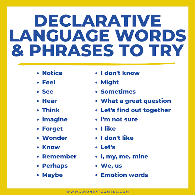Declarative language words and phrases to try