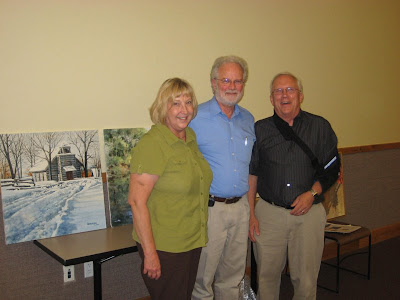 Artist Charles Harrington with Carol and Warren Larson and artist Roland Lee