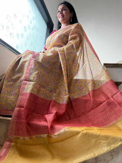 Radiant Elegance: Embrace Sunshine Yellow and Pink in Silk Chanderi Digital Print Sarees