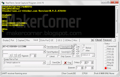 ESP8266 baud rate AT+CIOBAUD command