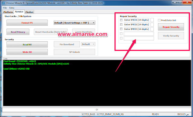 Show the serial box for the CM2 dongle CM2SP2 processor