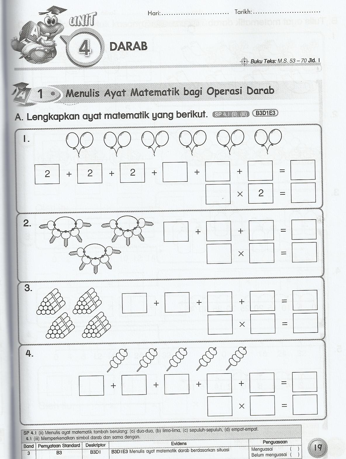 Dunia MATEMATIK & BAHASA CINA Latihan Tahun 2 Matematik Bab darab