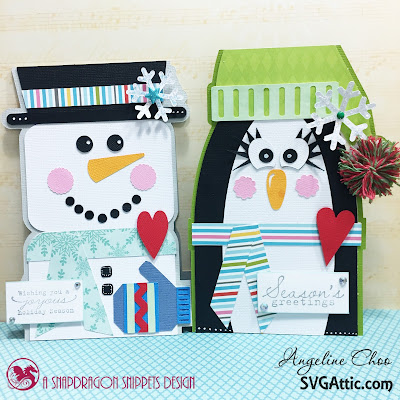 SVG Attic: Snowman and Penguin cards with Angeline #svgattic #scrappyscrappy #christmas #snowman #penguin #winter #card