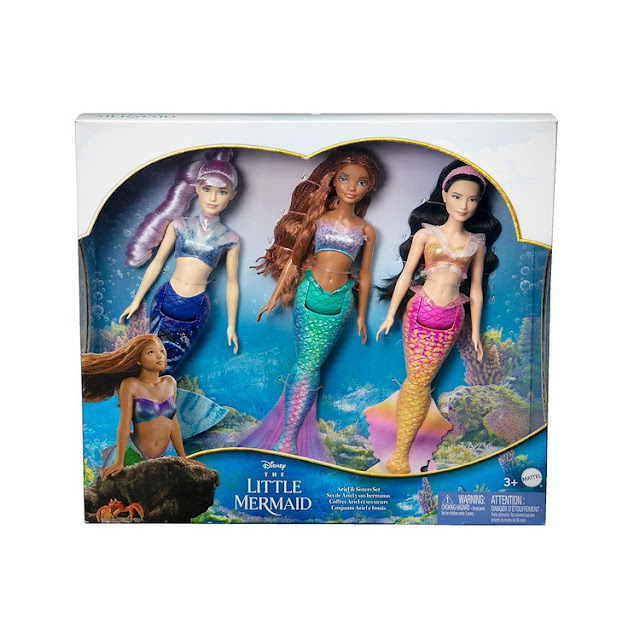 Coffret Disney 2023 La Petite Sirène et deux de ses sœurs en boite.