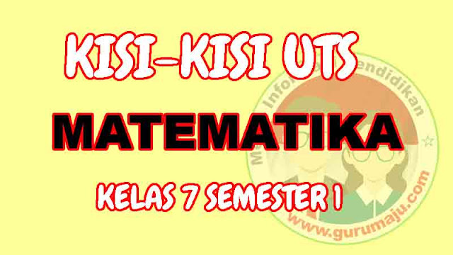 Kisi-Kisi UTS Matematika Kelas 7 Semester 1 K13 Tahun 2022