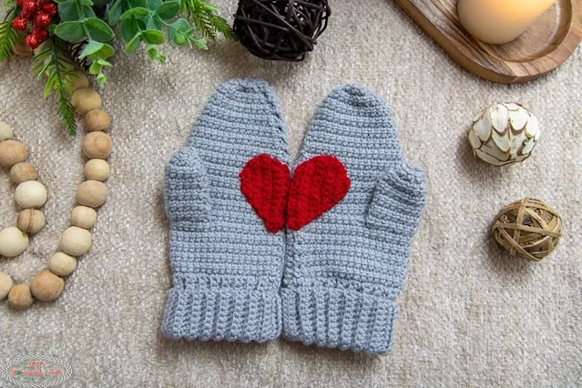 Crochet Half Heart Mittens
