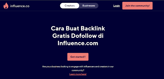 Cara Bikin Backlink Gratis di Situs Influence.com