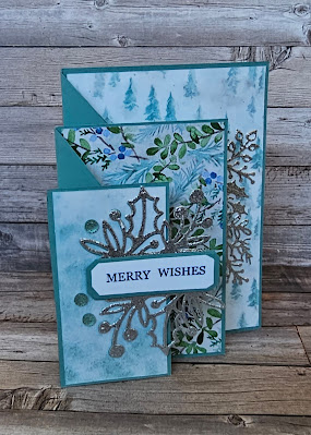 Christmas classics stampin up pleated cascade fun fold metric Christmas card