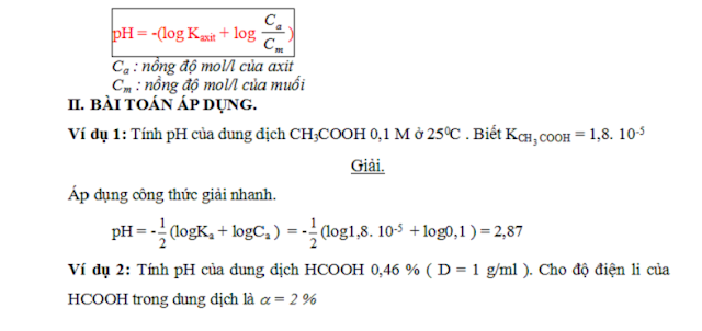 công thức tính nhanh pH và pOH - gia sư tại nhà - 1