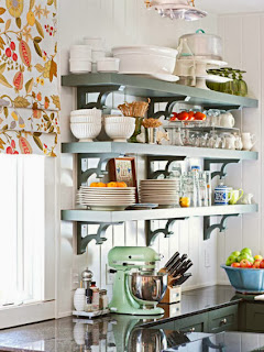 Open shelving in the kitchen