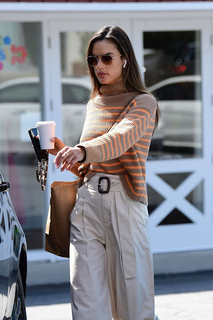 Alessandra Ambrosio she was seen dressed up for a coffee run in Brentwood