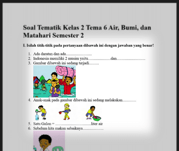 Soal UKK/ UAS Semester II Kelas 2 SD Kurikulum 2013