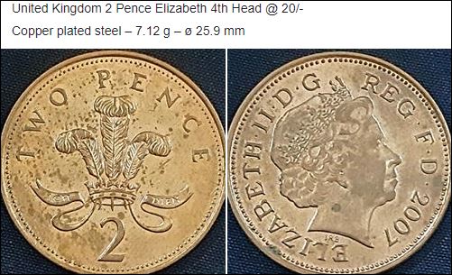 United Kingdom 2 Pence Elizabeth 4th Head 