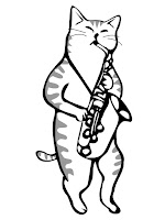 דף צביעה חתול מנגן על סקסופון