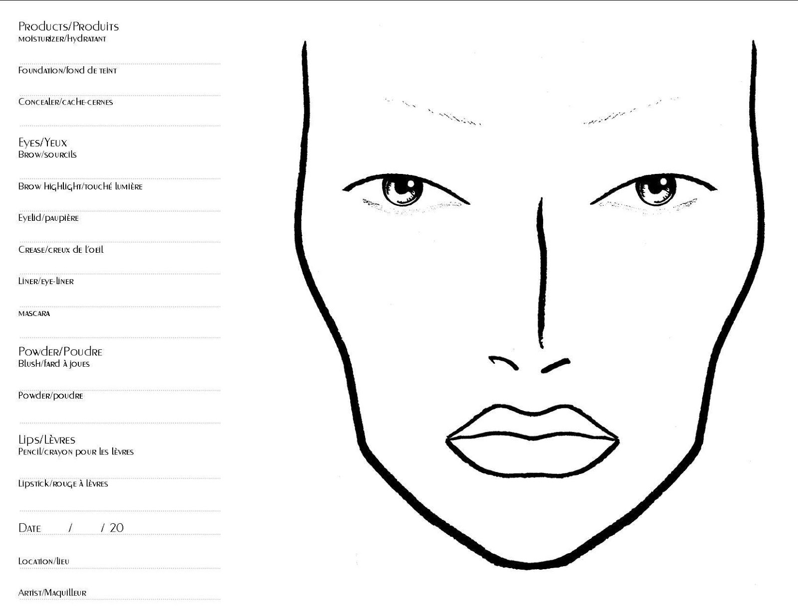 How to do makeup face charts