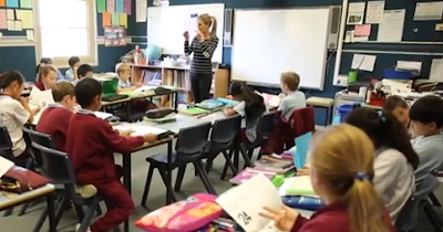 Australian school students in class classroom with teacher