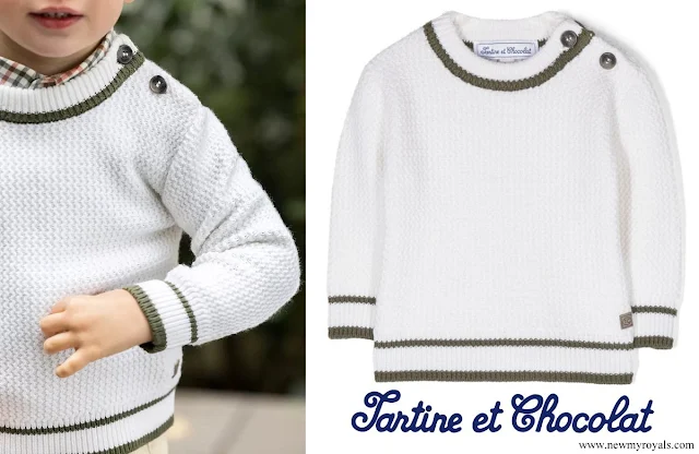 Prince Charles and Prince Francois wore Tartine Et Chocolat crew neck waffle knit jumper
