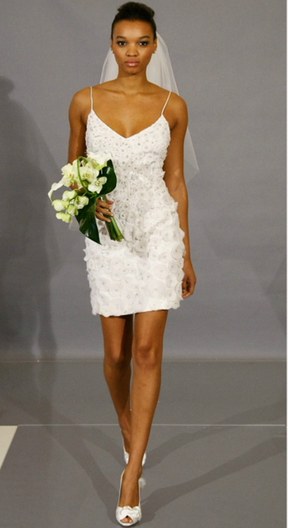 Modern Wedding Invitation: Chic White Short Wedding Dress ...
