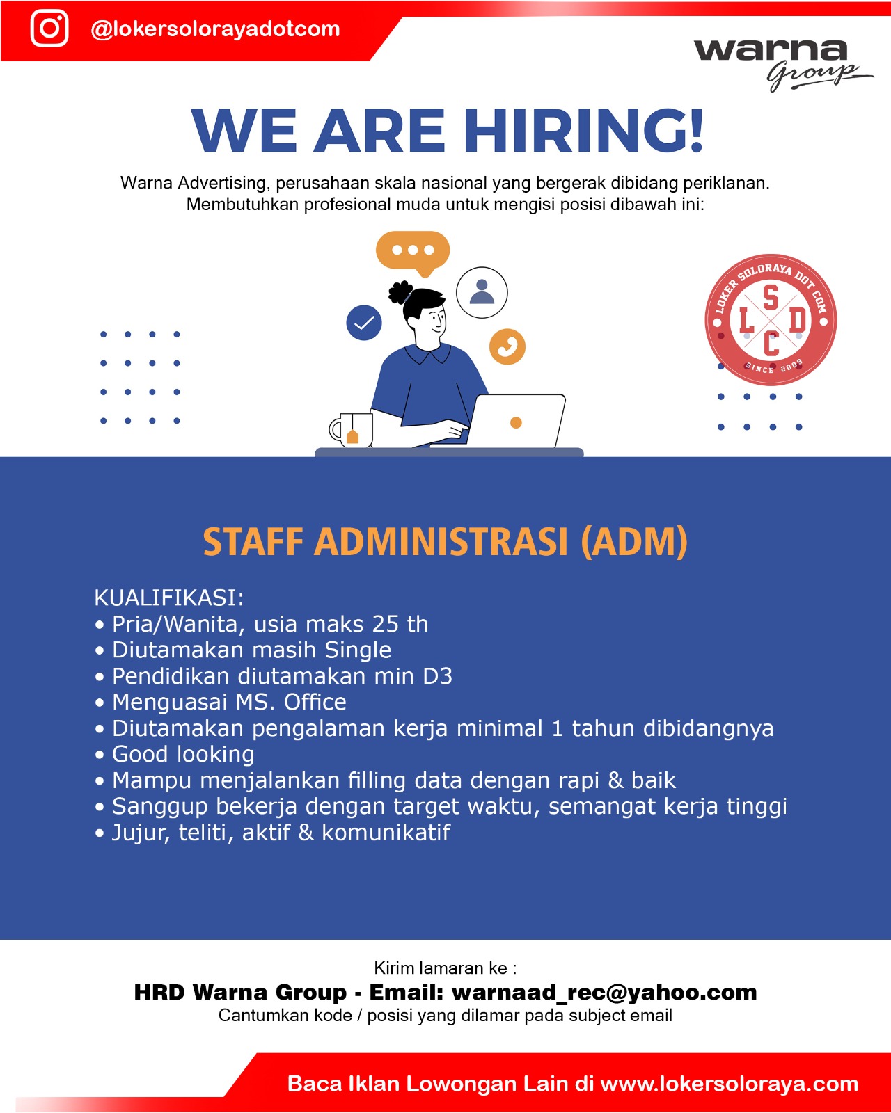Loker Staff Administrasi Warna Advertising Solo Raya