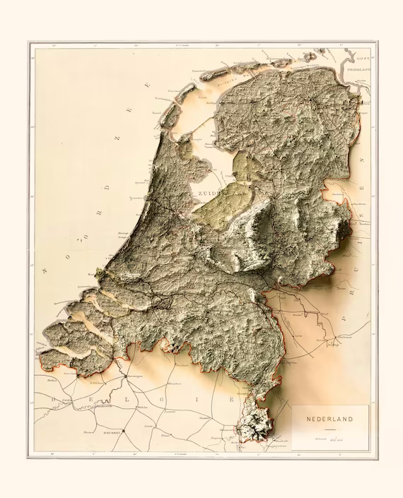 Netherlands Relief Map