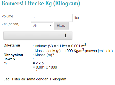 1 Liter Berapa kg? Berikut Jawaban dan Penjelasannya