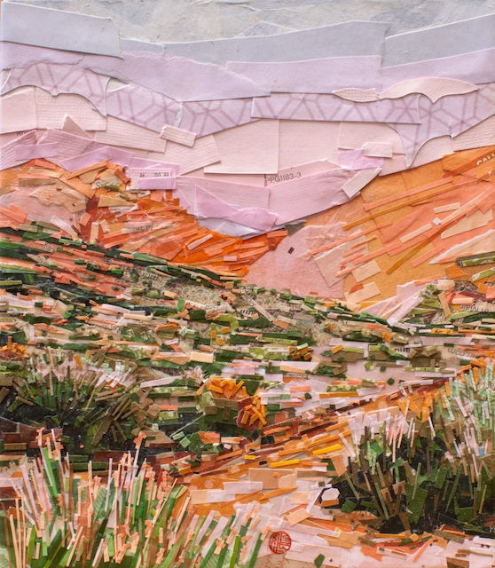 Warm summer Southern Utah sunset reflected on the red rocks art created by Lacee Black, SLCC Alumna