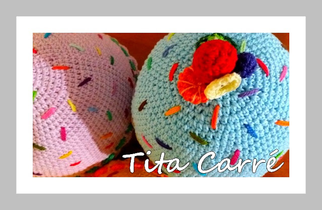 Minhas almofadas Cupcakes em crochet