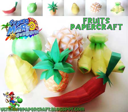 Super Mario Sunshine Papercraft Fruits