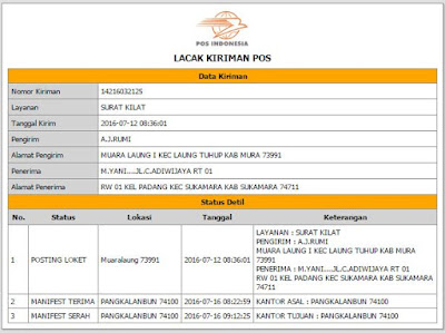 Bukti Resi Pengiriman Suara Burung Walet Kalimantan