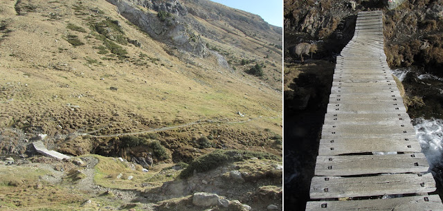 Olla de Núria-Puigmal-Pic de Segre-Pic Finestrelles-Pic d'Eina-Pic Noufonts-Pic Noucreus, torrent de Noucreus i pont de l'Escuder sobre el riu de Noucreus