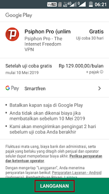 Cara Mendapatkan Trial 30 Hari Psiphon Pro Unlimited