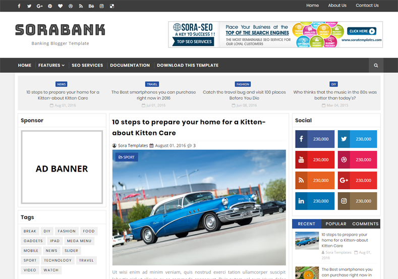 Sora Bank Blogger Template